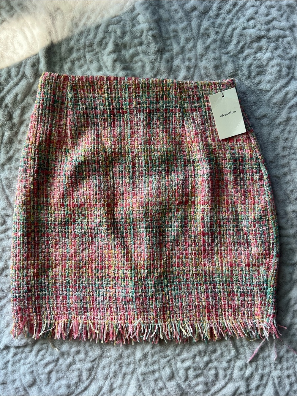 NWT Idem Ditto Women’s Pastel Tweed Fringe Mini Skirt | Size S - Picture 2 of 12